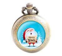 Baluue Reloj de Bolsillo Vintage Navideño de Cobre Antiguo Cadena para Collar Diseño Retro Motivos de Navidad Accesorio Unisex para Estudiantes y Personal Sanitario Adecuado para
