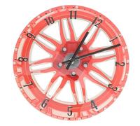 Baluue Reloj de Pared Decorativo con Diseño 3D de Rueda de Coche Rojo Estilo Vintage Mecánico Silencioso y Preciso Adecuado para Sala de Estar Oficina y Dormitorio Reloj Moderno y