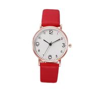 Baluue Reloj de Pulsera para Mujer Rojo Correa de Cuero Cuarzo Analógico Casual para Diario Fiesta Escuela