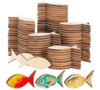 Baluue Rodajas de Madera sin Terminar de 40x19 Mm, 200 Piezas de Adornos de Peces Sólidos de Tilo para Manualidades Diy, Recortes Artesanales de Madera Natural para Decoración y
