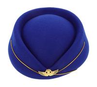Baluue Sombrero Pastillero de Lana para Mujer Duradero y Cómodo para Actuaciones Escuela de Aviación y Shows de Banda Diseño Elegante con Ribete Dorado Color Azul