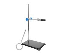 Baluue Soporte de Laboratorio de Química Grande Base Cuadrada Metálica Pinza para Matraz y Abrazadera para Tubos de Ensayo Equipo Portátil para Experimentos Científicos