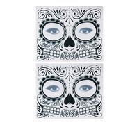 Baluue Tatuajes Temporales Impermeables de Esqueleto para Halloween y Día Muertos, 2 Piezas en Papel Negro Que Se Adhieren Firmemente Piel para Fiestas