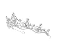 Baluue Tiara Barroca para Novia Cristales de Imitación, Diadema Plateada Diseño de Gota de Agua, Accesorio para Cabello en Bodas y Fiestas, Diadema Pequeña Elegante para Mujer