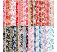 Baluue Tira de Tela de Algodón 100% Puro 6.5X100 CM, Paquete de 40 Piezas Estampado Floral Vintage para Patchwork, Costura, Manualidades DIY y Decoración Artesanal