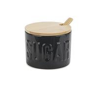 Balvi Azucarero Sugar Color Negro Recipiente Elegante para almacenar azúcar Cerámica/bambú 7,4x9,5x9,