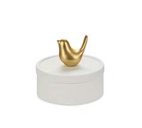 Balvi Caja joyero Birdie Color blanco y dorado mate Caja de cerámica para joyas. Tapa y figura de páj