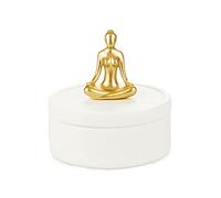 Balvi Caja joyero Yoga Color Blanco y Dorado Caja de cerámica para Joyas con Tapa Decorativa Porcelan