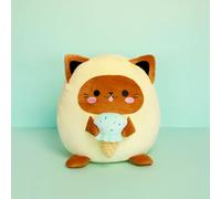 Balvi Cojín Fluffy Kawaii Minty Color Amarillo Gato Amante de los Helados Suave y Esponjoso Nylon