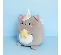 Balvi Cojín Fluffy Kawaii Starry Color Gris Gato Unicornio con Estrella Suave y Esponjoso Nylon