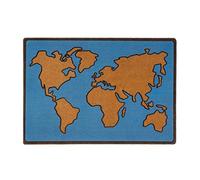 Balvi Felpudo World Map Color Azul Alfombra para Interior y para Exterior. Poliéster/plático PVC