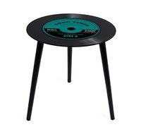 Balvi Mesa Auxiliar Greatest Hits Color Verde En Forma de Disco de Vinilo con Patas de Madera Cristal