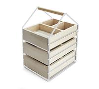 Balvi Organizador joyas House Color blanco Joyero con tres cajones de madera Con asa Madera/metal