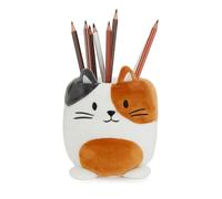 Balvi Portalápices Fluffy Kitty Calico Color Blanco,marrón y Gris Gato Calico Suave y Esponjoso Plást