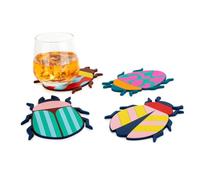 Balvi Posavasos The Beetles Set de 4 Piezas Coloridas y Antideslizantes Plástico