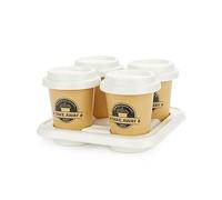Balvi Set Tazas café Take Away Color Marrón, Blanco Incluyen una Bandeja de Porcelana Porcelana 75 ml