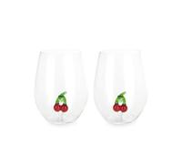 Balvi Set vasos Botanical Cherry Color rojo Hechos a mano en borosilicato Vidrio 2x500 ml