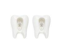 Balvi Soporte Cepillo Dental Toothy Color Blanco Set de 2 Piezas con Ventosa Plástico ABS