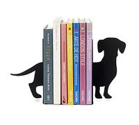 Balvi Sujetalibros Teckel Color Negro Soporte para Libros de Estantería en Forma de Perro 2 Unidades
