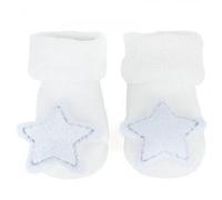 bam bam nuevo de bebé Blanco sonajero calcetines con azul estrellas 0-3 meses