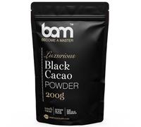 BAM Cacao Negro en Polvo, 200 g - Cacao Puro y Desgrasado sin Azúcar para Repostería y Decoración - Sin Gluten y Apto para Veganos