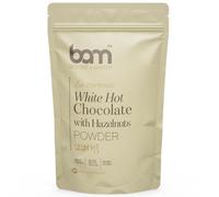 BAM Chocolate en Polvo - Preparación para Chocolate Caliente Cremoso en Polvo, con Cuchara Dosificadora - 220 g, 7 Tazas, Blanco Caliente con Avellanas
