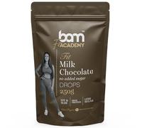 BAM Gotas de Chocolate con Leche, Sin Azúcares Añadidos, Callets, Chips Fundentes, Pastelería Casera y Profesional, 250 gramos