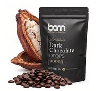 BAM Pepitas de Chocolate Negro, 1 kg - Chocolate para Fundir - Gotas y Chispas de Repostería con 55.6% de Cacao