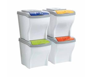 Bama Poker - Conjunto de 4 cubos modulares para la basura, 20 Litros