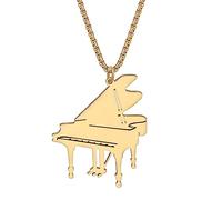 BAMAY Acero Inoxidable Collar de Guitarra Bess Colgante Joyería Violín Piano Collar Regalos para Mujeres Niñas Amantes de Música Charms (Piano Dorado)