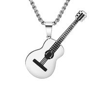 BAMAY Acero Inoxidable Collar de Guitarra Bess Colgante Joyería Violín Piano Collar Regalos para Mujeres Niñas Amantes de Música Charms (Violín Plateado )