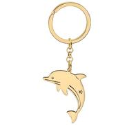 BAMAY Acero Inoxidable Vida Marina Llaveros Tiburón Delfín Pescado Caballito de mar Llaveros Encantos Regalos para Mujeres Niñas (Delfín Chapado en oro)