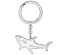 BAMAY Acero Inoxidable Vida Marina Llaveros Tiburón Delfín Pescado Caballito de mar Llaveros Encantos Regalos para Mujeres Niñas (Tiburón Plateado)