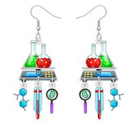 BAMAY Acrílico Divertido Ciencia Laboratorio Química Biología Profesor Pendientes Colgante Microscopio ADN Microbiología Graduación Joyería Agradecimiento Regalos para Mujeres Niñas (Colorido)
