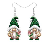BAMAY Acrílico Funky Vacaciones Gnome Pendientes Colgante, Verde Pendientes de Invierno de Navidad Joyería Xmas Gnomos Regalos para Mujeres Niñas Mamá Accesorios de Christmas (Verde)