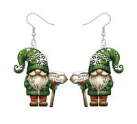 BAMAY Acrílico Funky Vacaciones Gnome Pendientes Colgante, Verde Pendientes de Invierno de Navidad Joyería Xmas Gnomos Regalos para Mujeres Niñas Mamá Accesorios de Christmas (Esmeralda)