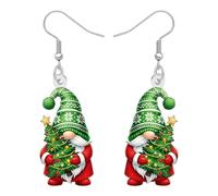 BAMAY Acrílico Funky Vacaciones Gnome Pendientes Colgante, Verde Pendientes de Invierno de Navidad Joyería Xmas Gnomos Regalos para Mujeres Niñas Mamá Accesorios de Christmas (Jade)