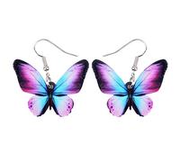 BAMAY Acrílico Insectos Mariposa Monarca Pendientes Colgante Joyería Azul Morpho Mariposa Pendientes para Mujer Niñas Charms Regalos (Morado)