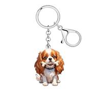 BAMAY Acrílico Rey Carlos Cavalier Perro Llavero Cavalier Rey Carlos Spaniel Regalos para Mujeres Niñas Bolso Charms (Tan)
