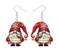 BAMAY Acrílico Rojo de Navidad Gnome Pendientes para las Mujeres de Moda, Lindo Holiday Pendientes Colgante Xmas Invierno Christmas Joyería Accesorios Santa Gnome Regalos para Niñas Mamá (Ruby)