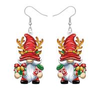 BAMAY Acrílico Rojo de Navidad Gnome Pendientes para las Mujeres de Moda, Lindo Holiday Pendientes Colgante Xmas Invierno Christmas Joyería Accesorios Santa Gnome Regalos para Niñas Mamá (Rosa)