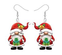 BAMAY Acrílico Rojo de Navidad Gnome Pendientes para las Mujeres de Moda, Lindo Holiday Pendientes Colgante Xmas Invierno Christmas Joyería Accesorios Santa Gnome Regalos para Niñas Mamá (Cereza)