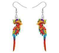 BAMAY Acrílico Scarlet Macaw Parrot Loro Pendientes Dangle Joyería Hawaii Pajaro Pendientes para Mujer Chicas Anime Verano Regalos (Multicolor 411)