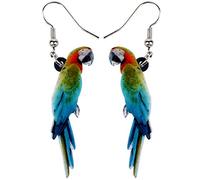 BAMAY Acrílico Scarlet Macaw Parrot Loro Pendientes Dangle Joyería Hawaii Pajaro Pendientes para Mujer Chicas Anime Verano Regalos (Azul)