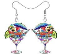 BAMAY Acrílico Scarlet Macaw Parrot Loro Pendientes Dangle Joyería Hawaii Pajaro Pendientes para Mujer Chicas Anime Verano Regalos (Multicolor 487)