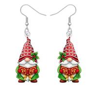 BAMAY Acrílico Vacaciones Gnomo Rosa Pendientes para las Mujeres Colgante, Rojo Vacaciones Pendientes Invierno Navidad Accesorios de Joyería Gnomos de Christmas Regalos para Niñas Mamá (Rose)