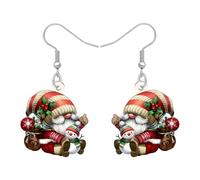BAMAY Acrílico Vacaciones Gnomo Rosa Pendientes para las Mujeres Colgante, Rojo Vacaciones Pendientes Invierno Navidad Accesorios de Joyería Gnomos de Christmas Regalos para Niñas Mamá (Melocotón)