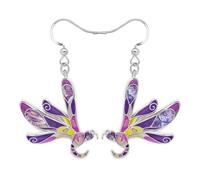 BAMAY Aleación Dainty Pendientes Libélula Esmalte Charms,Hecho a mano Calavera Cara Halloween Themed Pendientes Colgante Funky Boho Joyería Libélula Regalos para Mujeres Mamá (Morado)