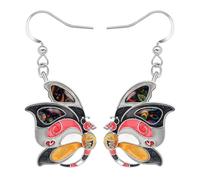 BAMAY Aleación Hecho a Mano Pendientes Mariposa Esmalte Charms,Spooky Calavera Cara Esqueleto Halloween Themed Pendientes Colgante Funky Boho Joyería Mariposa Regalos para Mujeres Mamá (Negro)