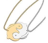 BAMAY Collar de acero inoxidable con colgante de conejo y collares a juego para parejas, amigos, mujeres, madres, M, Acero inoxidable, No es una piedra preciosa